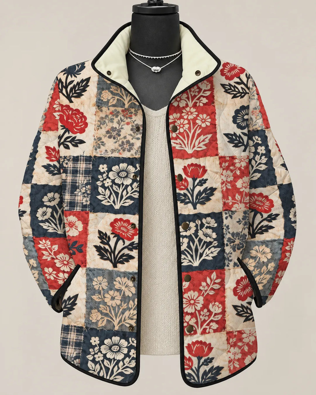 Juliette | Veste Matelassée Patchwork Jardin de Roses