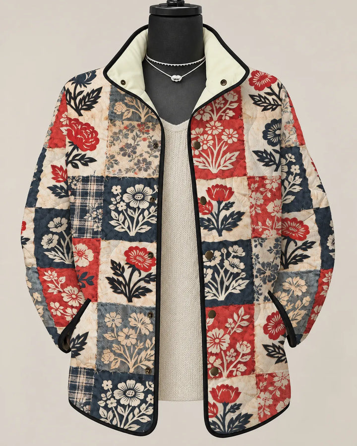 Juliette | Veste Matelassée Patchwork Jardin de Roses