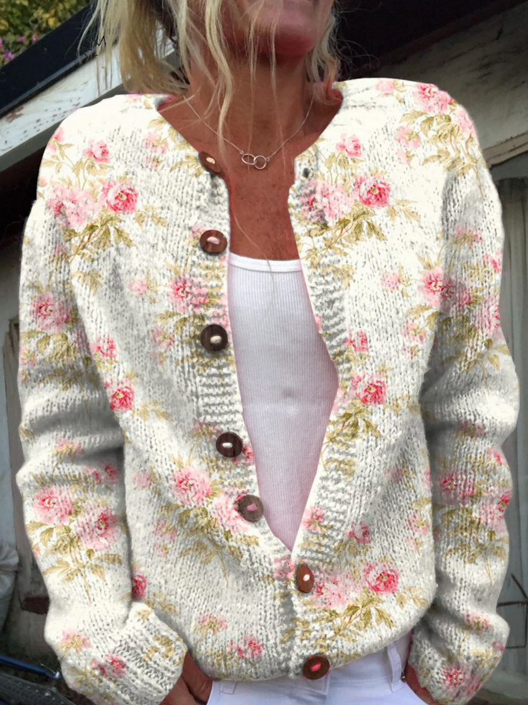 Kerensa | Cardigan en Maille Vintage Fleuri