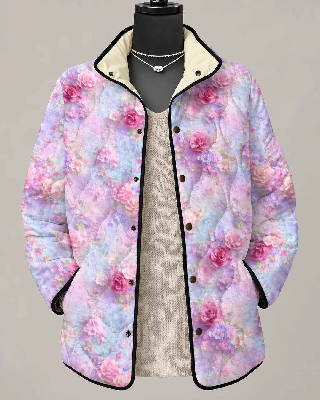 Rosalie | Veste Matelassée Patchwork Jardin de Fraises