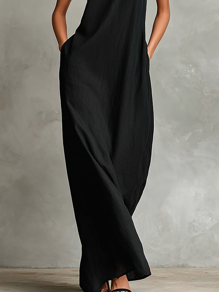 Chrissy | Robe Longue Minimaliste à Col Montant