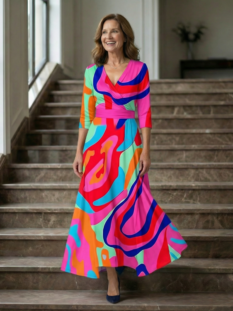 Maison Élise | Robe Midi Croisée à Col Celine