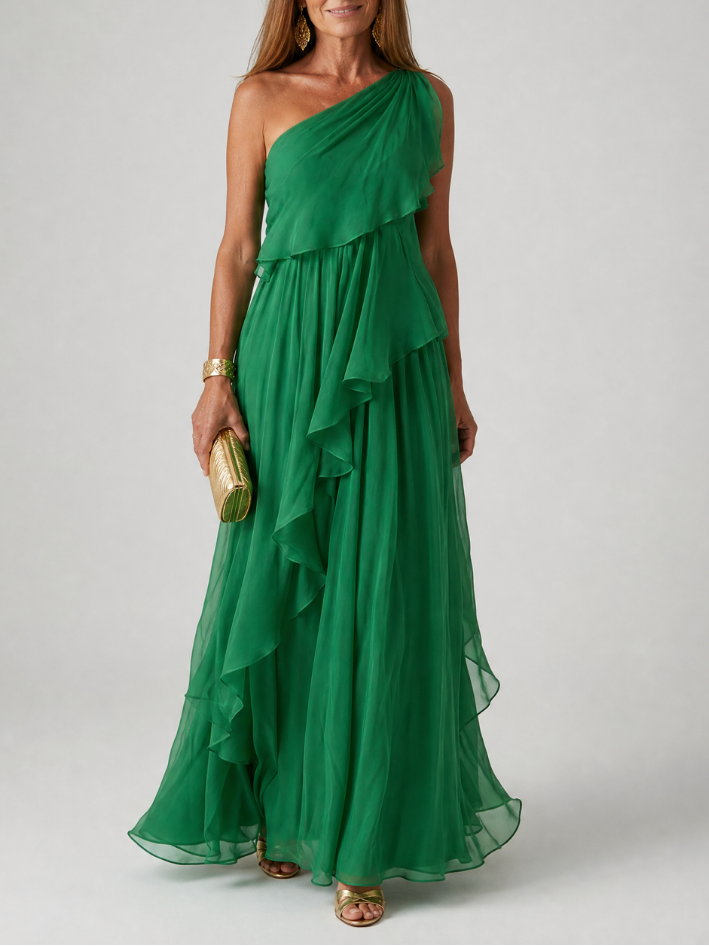 Tracey | Robe Longue Fluide à Volants