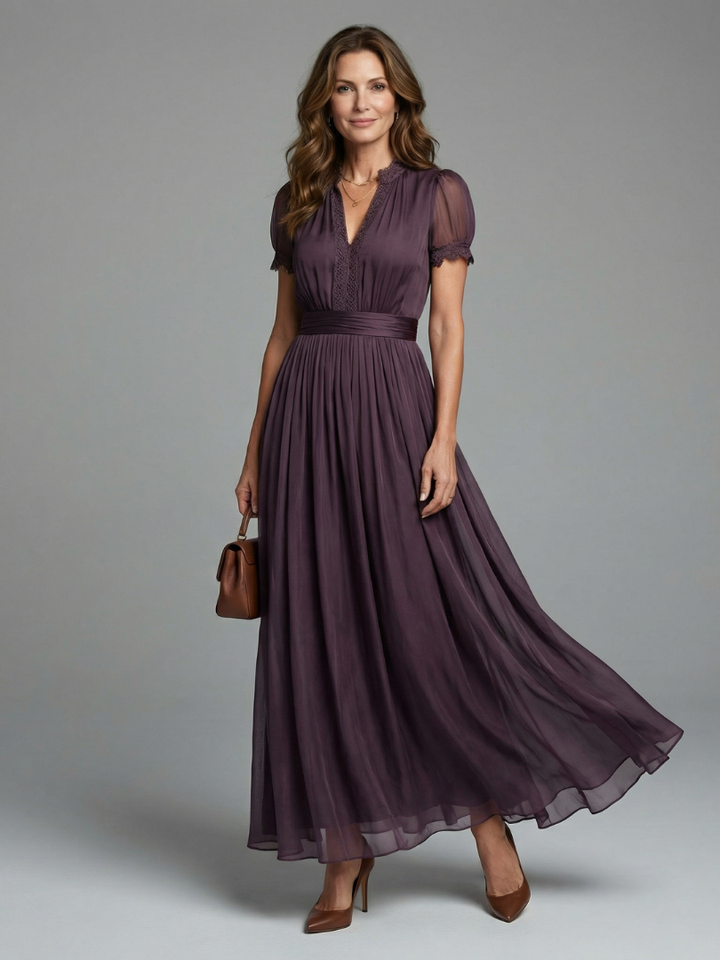 Elia | Robe Longue Froncée à Découpe Goutte