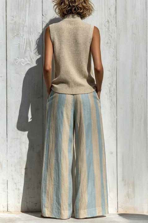 Ensemble Débardeur et Pantalon Ample Rayé