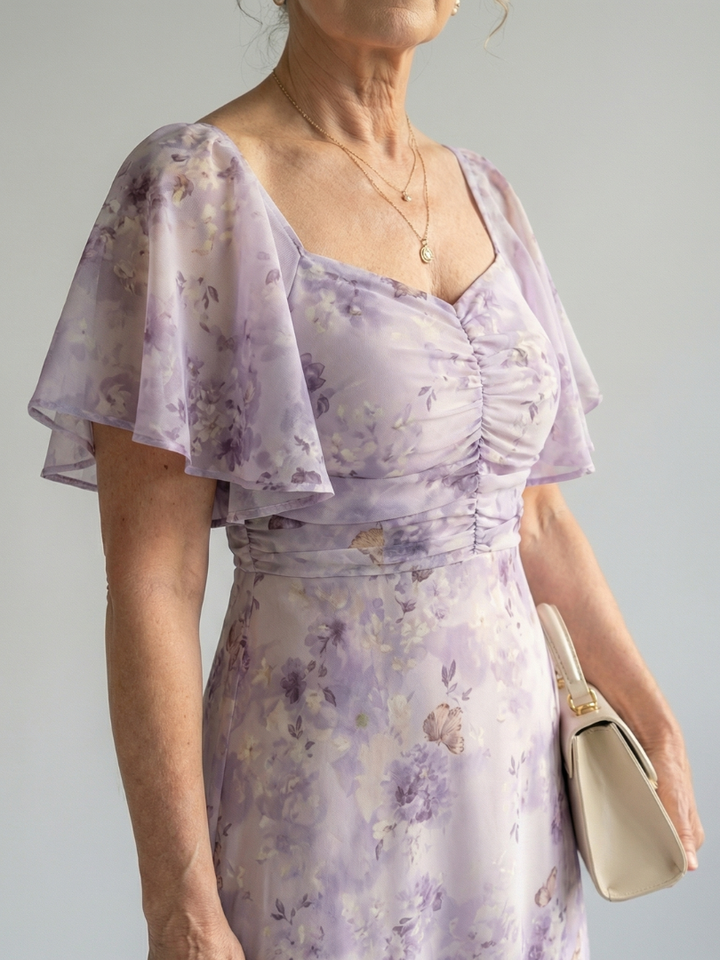 Maison Élise | Robe Midi à Manches Volantes Vaelis