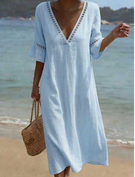 Elara | Robe Longue Légère, Confort Bord de Mer