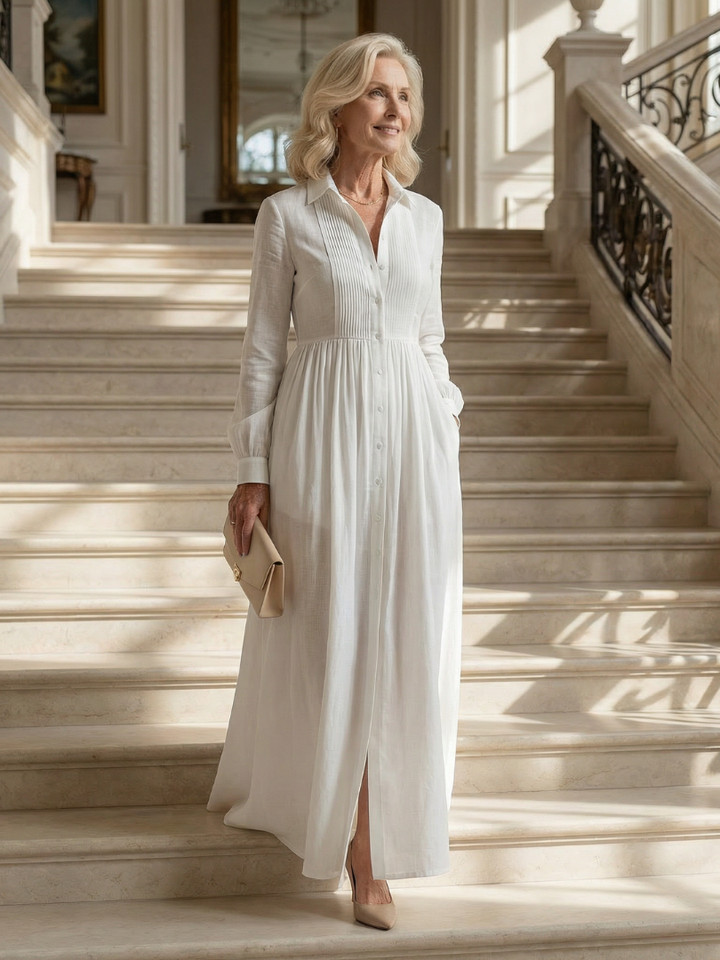 Lioren | Robe Longue Fluide Boutonnée