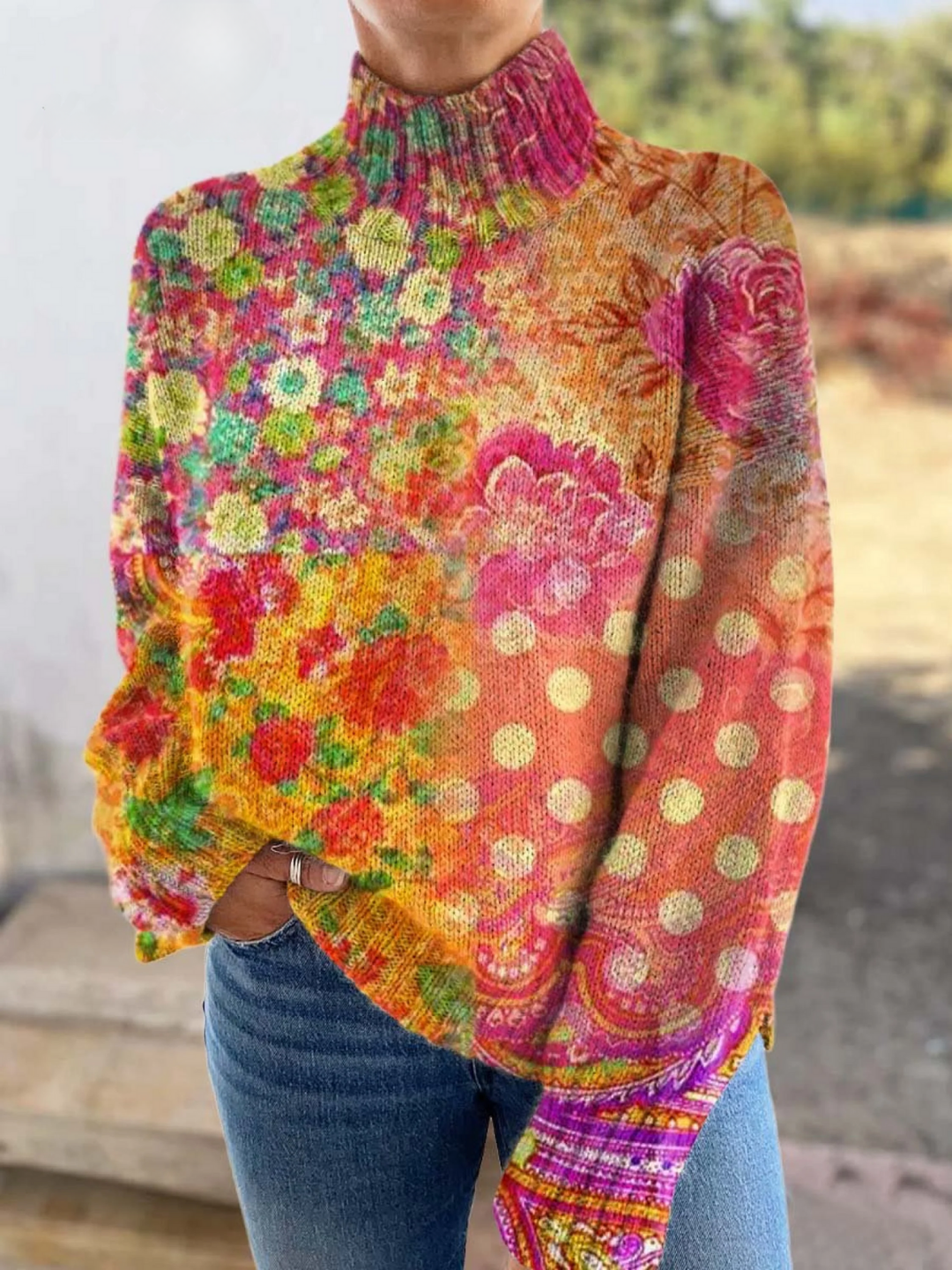 Cassandra | Pull Fleuri à Col Cheminée