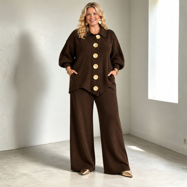 Connie | Ensemble Pantalon en Maille Couvrant le Ventre