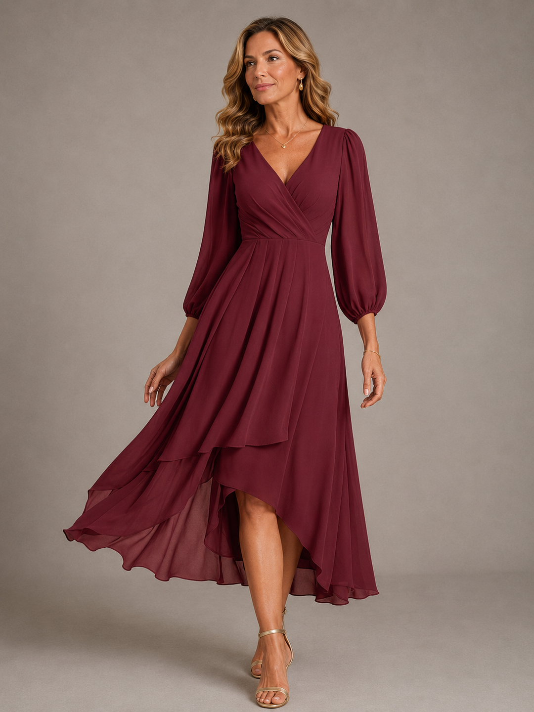 Mia | Robe Longue Élégante à Col en V