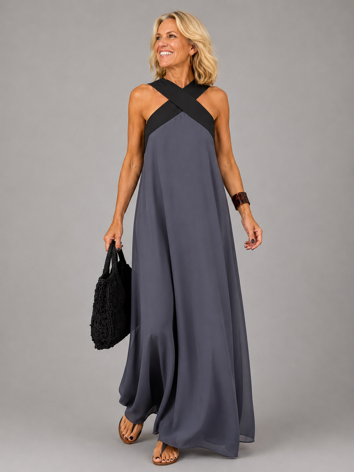 Velora | Robe Longue à Encolure Croisée