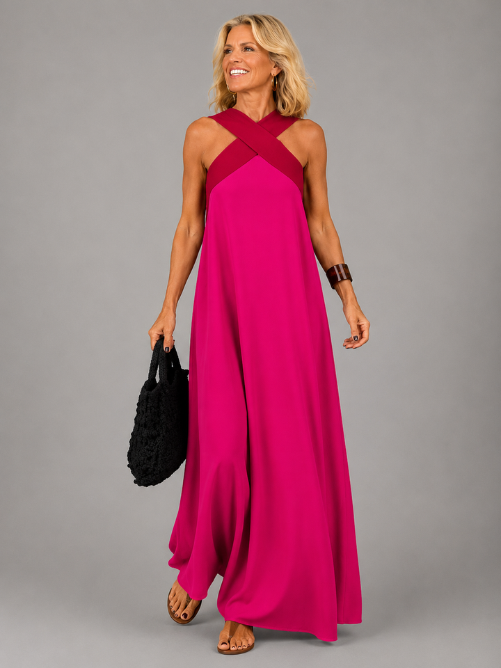 Velora | Robe Longue à Encolure Croisée