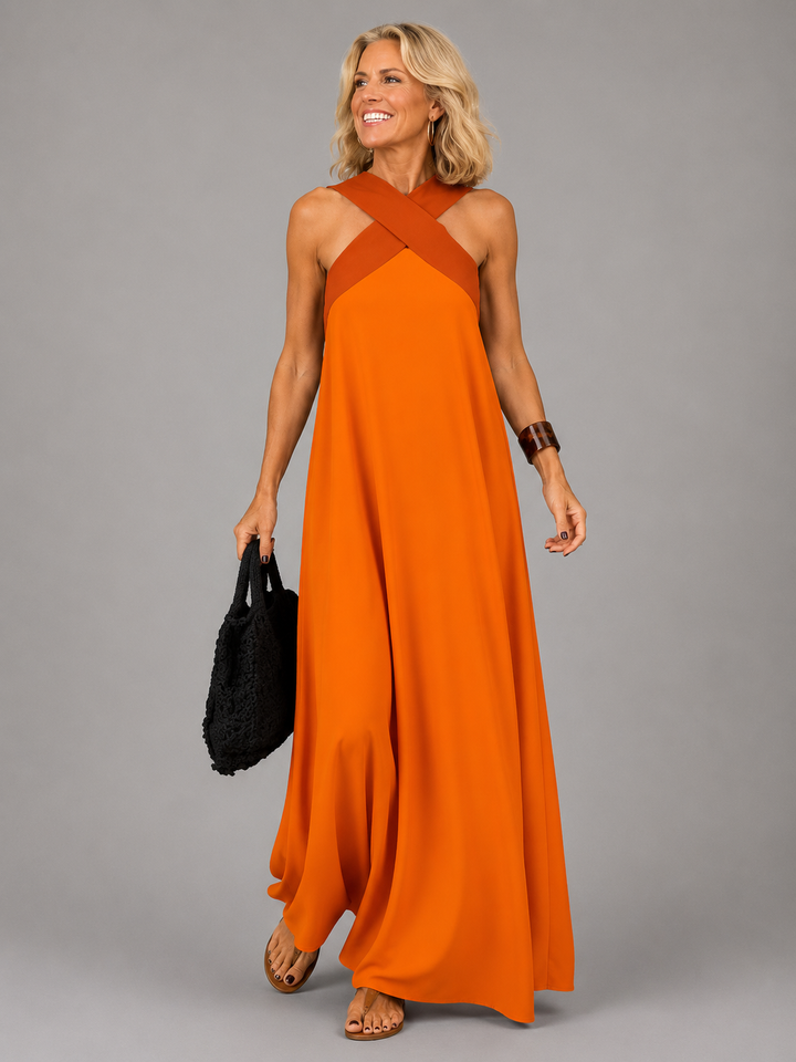 Velora | Robe Longue à Encolure Croisée