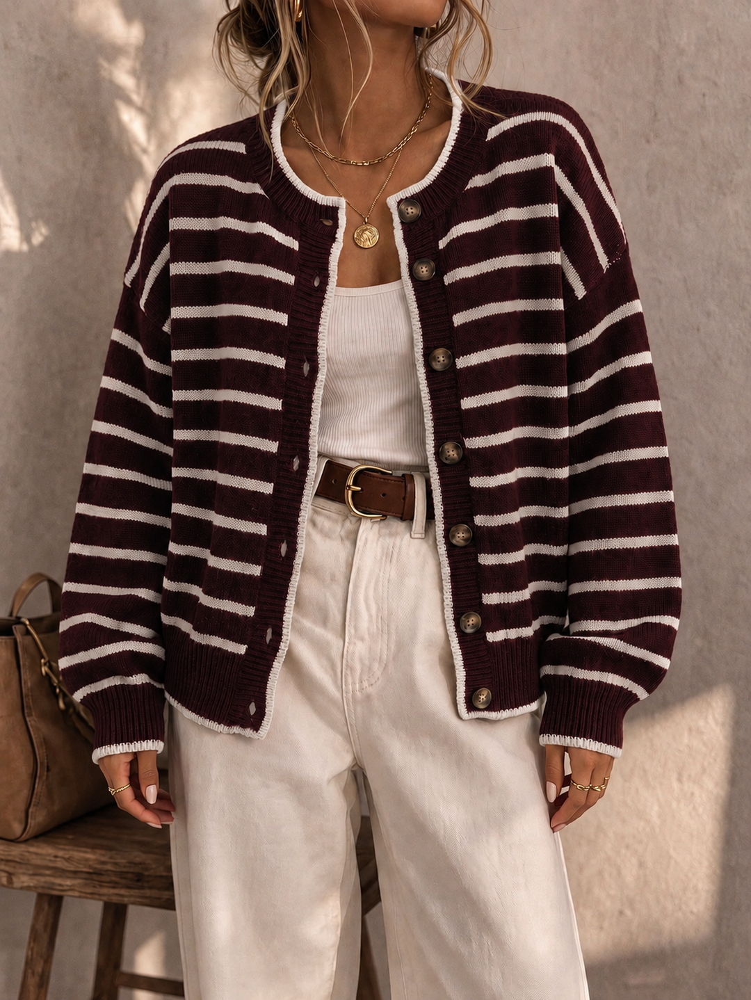 Mabel | Cardigan Rayé en Maille