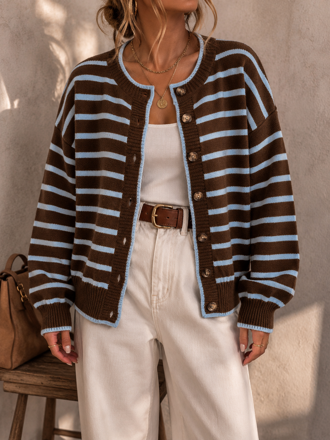 Mabel | Cardigan Rayé en Maille