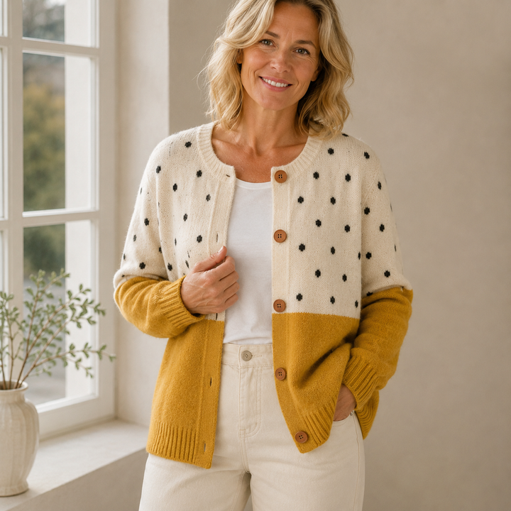 Monique | Cardigan Boutonné Jaune