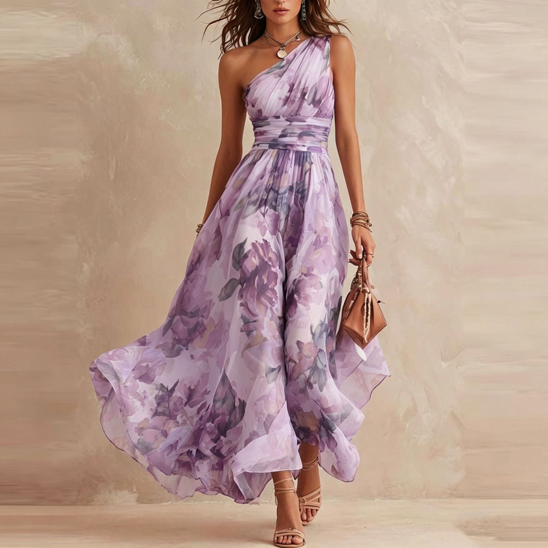 Maria | Robe Fleurie à Épaule Dénudée