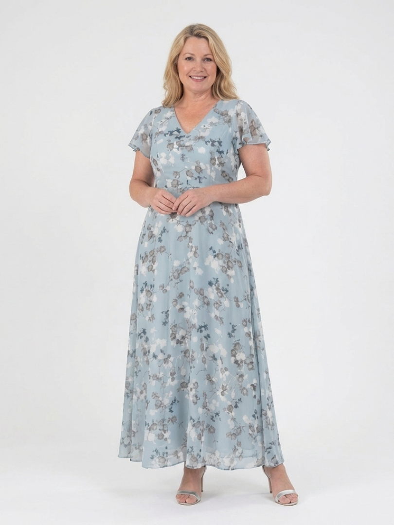 Maison Élise | Robe Maxi en Chiffon Floral Ismeria