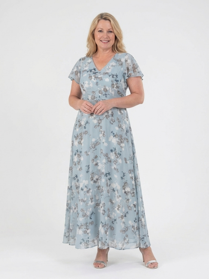 Maison Élise | Robe Maxi en Chiffon Floral Ismeria