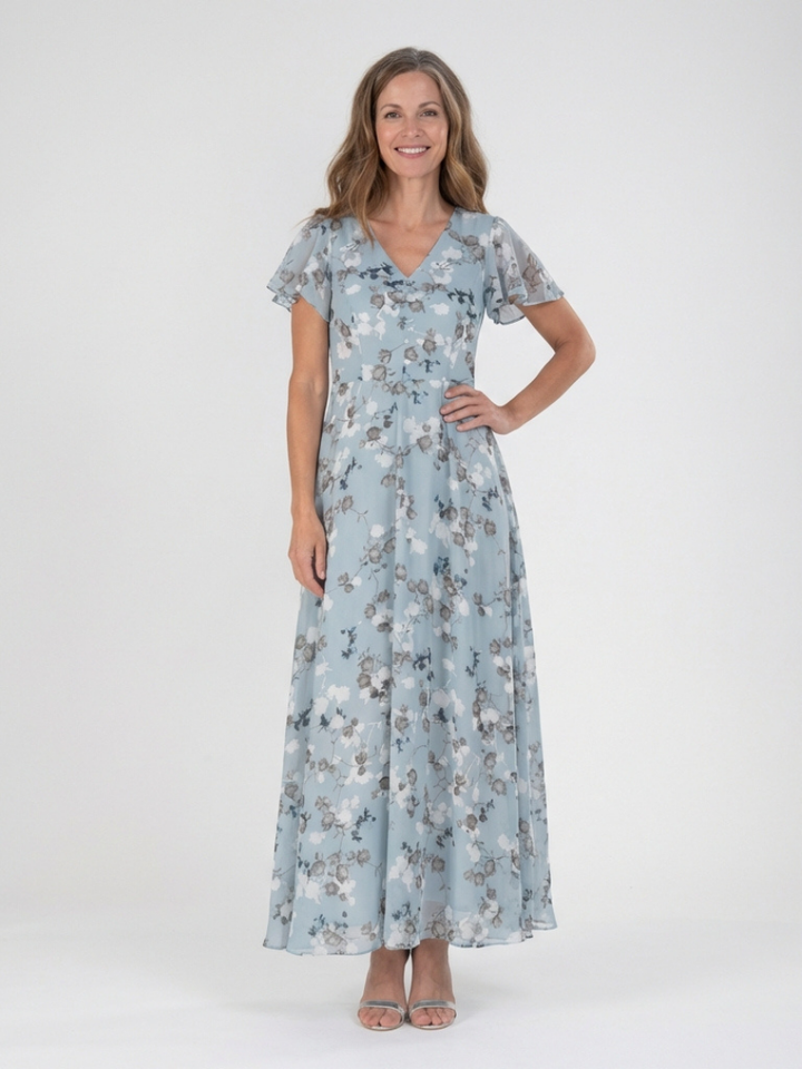 Maison Élise | Robe Maxi en Chiffon Floral Ismeria