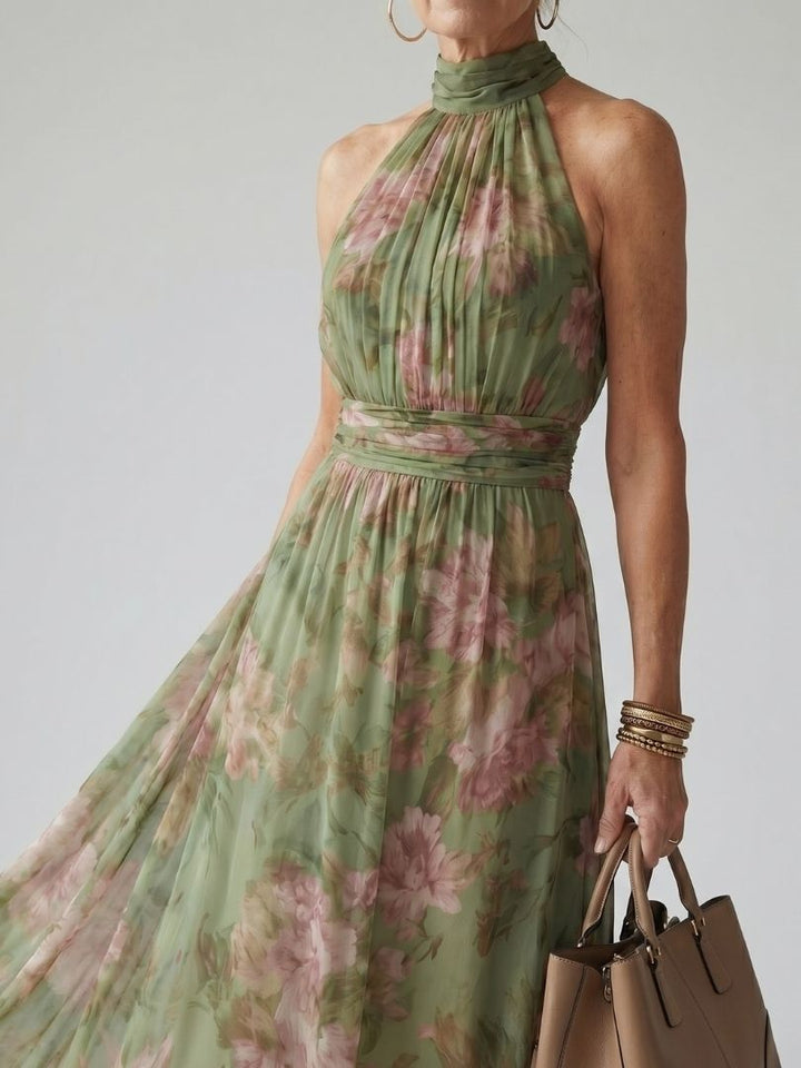 Maison Élise | Robe Midi à Encolure Halter Froncée Mirelle