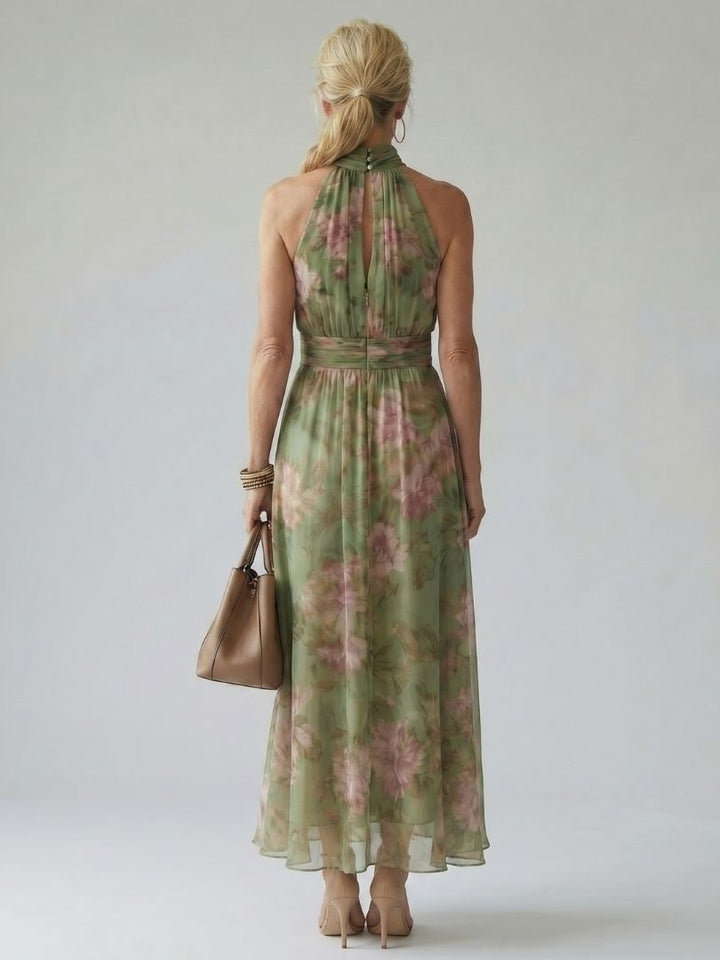 Maison Élise | Robe Midi à Encolure Halter Froncée Mirelle