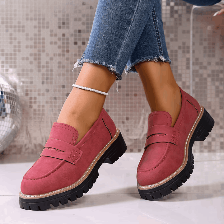 Elsa - Mocassins à Semelle Crantée Effet Daim