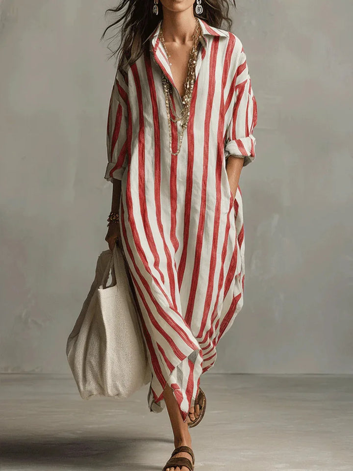 Scout | Robe Chemise Longue Rayée à Manches Longues et Poches