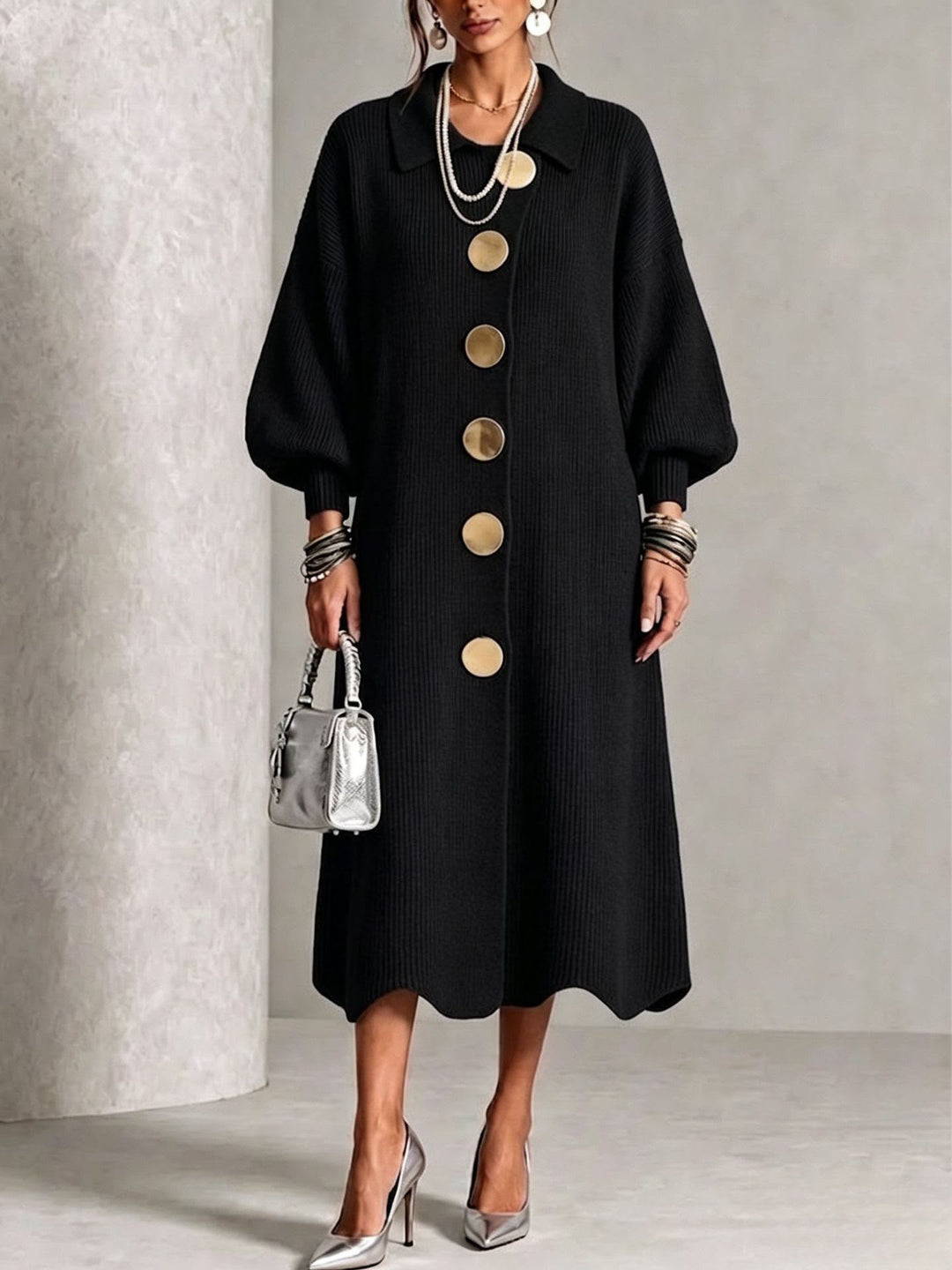 Clarie | Robe Longue Boutonnée Couvrant le Ventre