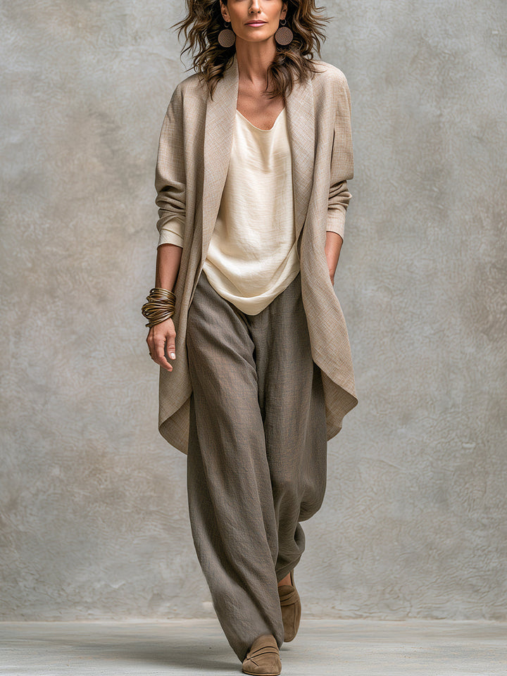 Eliana | Ensemble Tailleur Trois Pièces à Jambes Larges