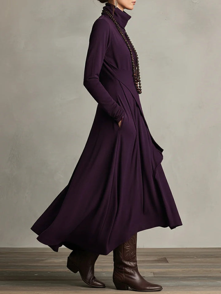 Lori | Robe Vintage Asymétrique à Col Roulé