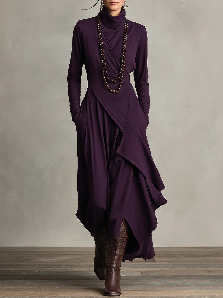 Lori | Robe Vintage Asymétrique à Col Roulé