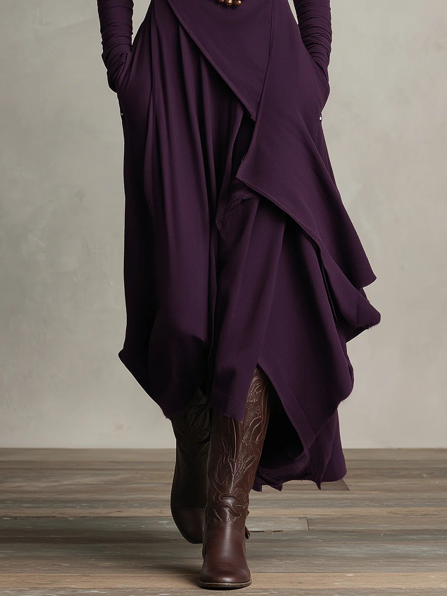 Lori | Robe Vintage Asymétrique à Col Roulé