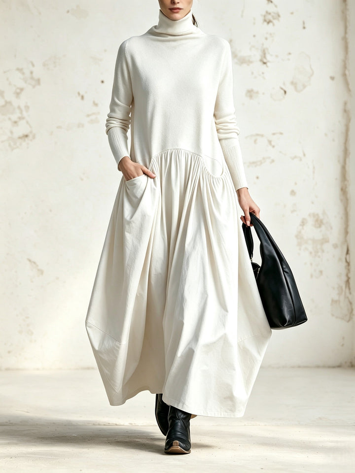 Nanette™ | Robe Longue Oversize à Col Montant et Poches