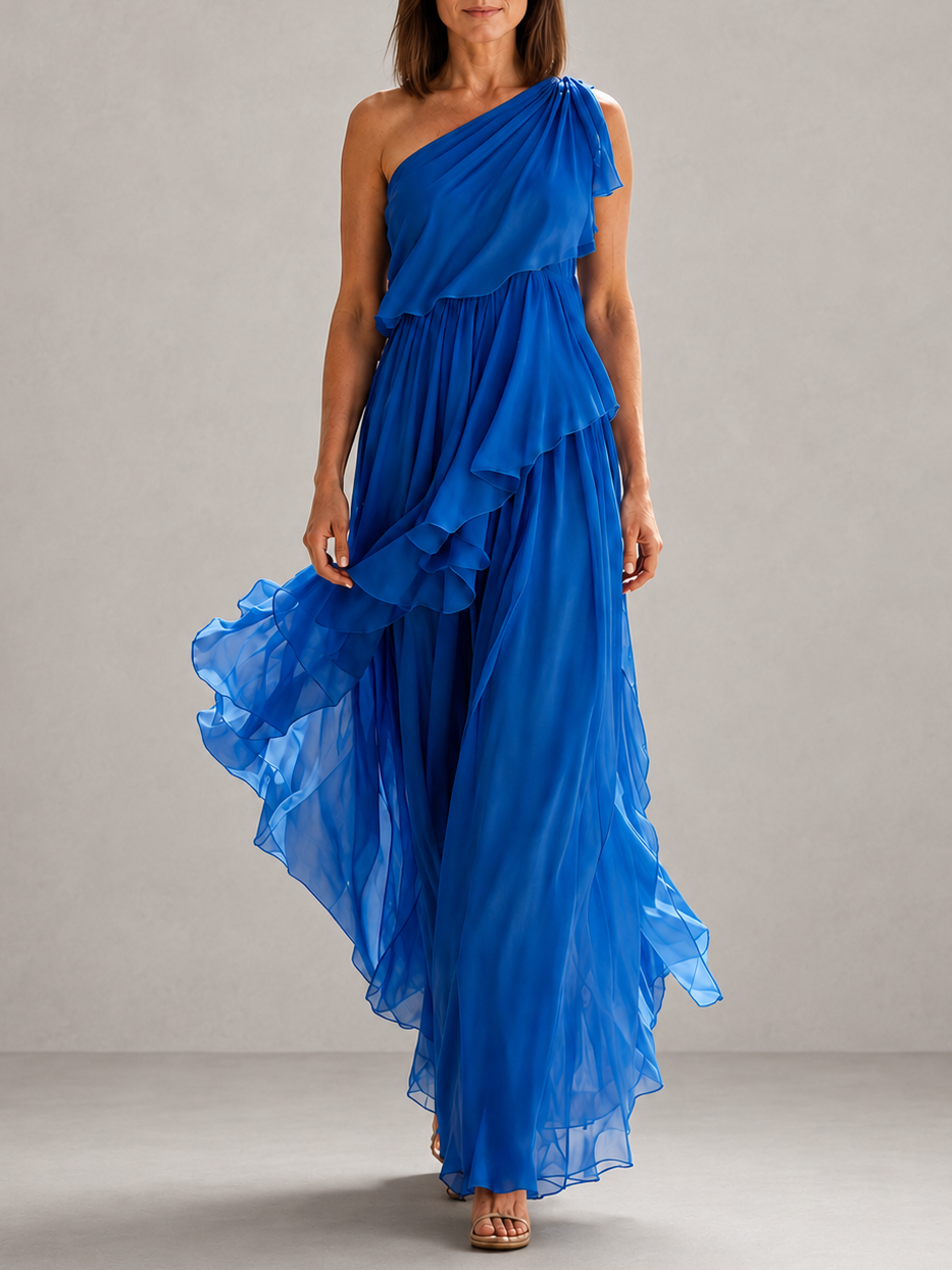 Scarlett | Robe Longue Asymétrique à Volants