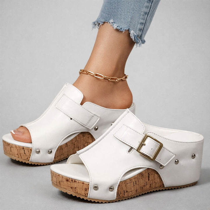 CASSIA™ | Sandales à semelle compensée en cuir