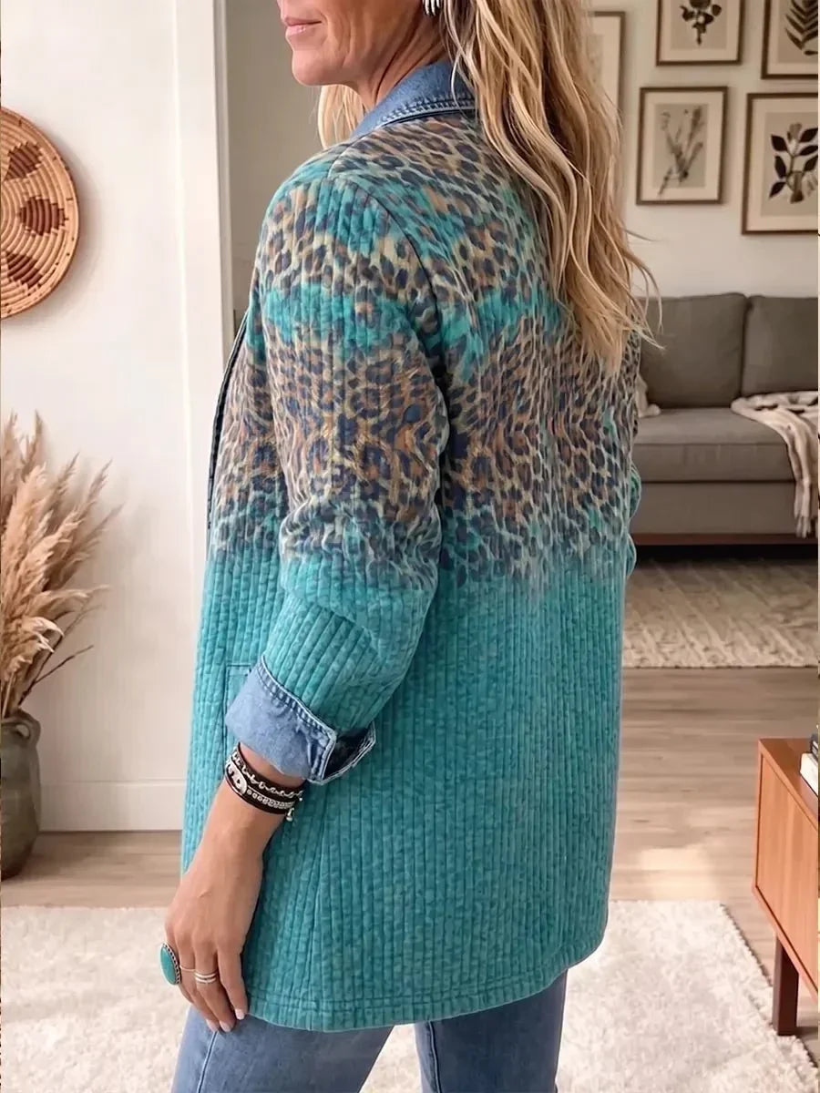 Olivia | Veste en Jean Imprimé Léopard Vintage