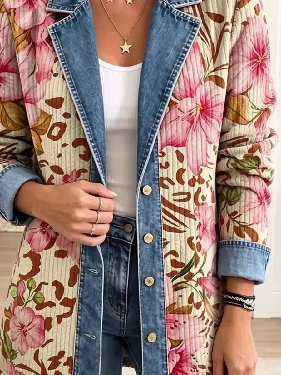 Luna | Veste Rétro à Motif Fleuri et Léopard