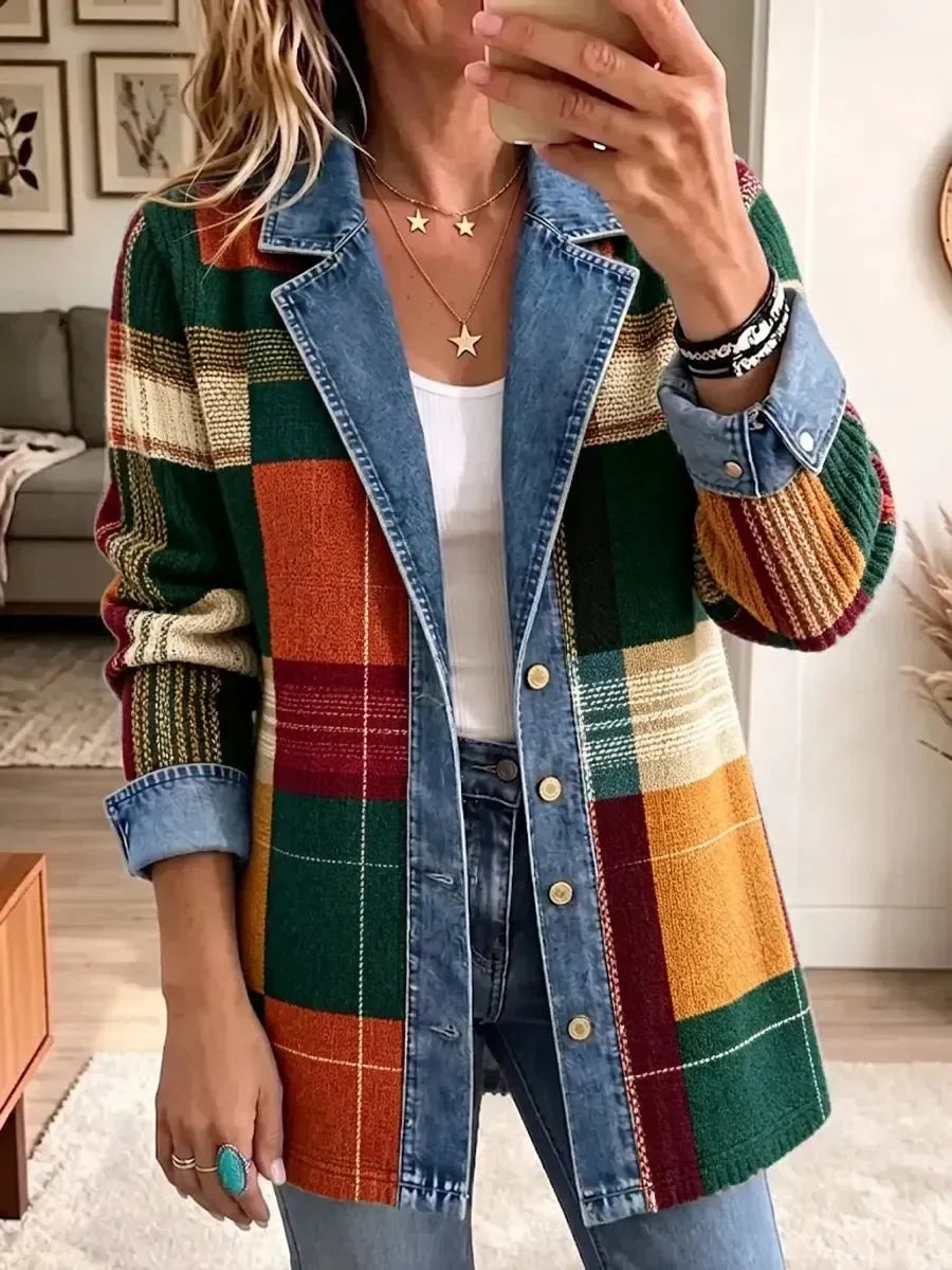 Ella | Veste en Jean Rétro à Carreaux