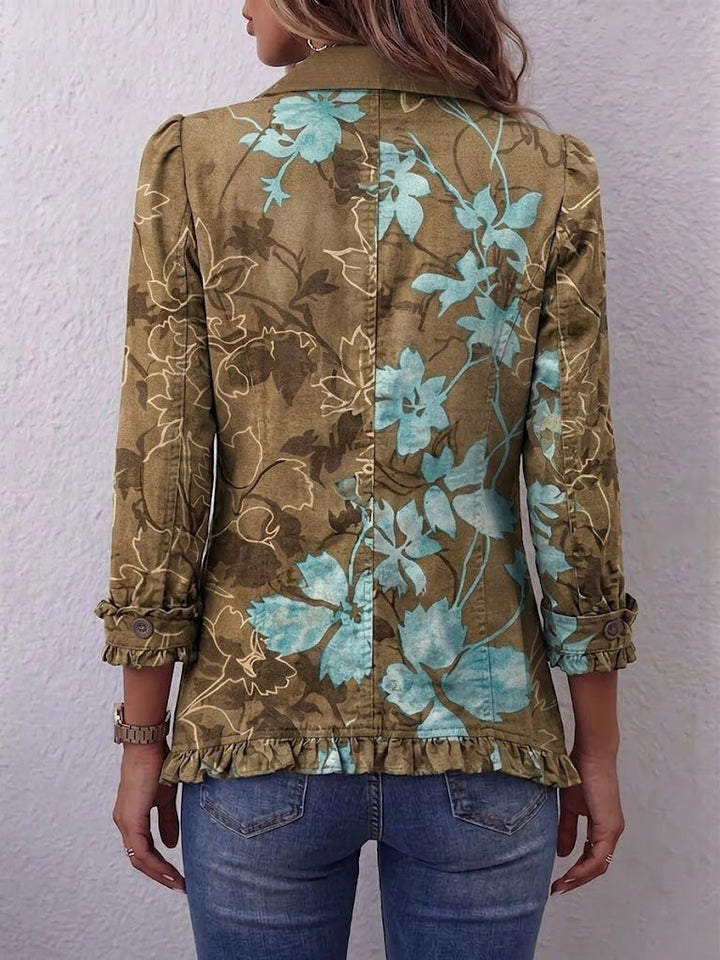 Sundara | Veste Bohème à Volants Imprimé Fleuri Dégradé