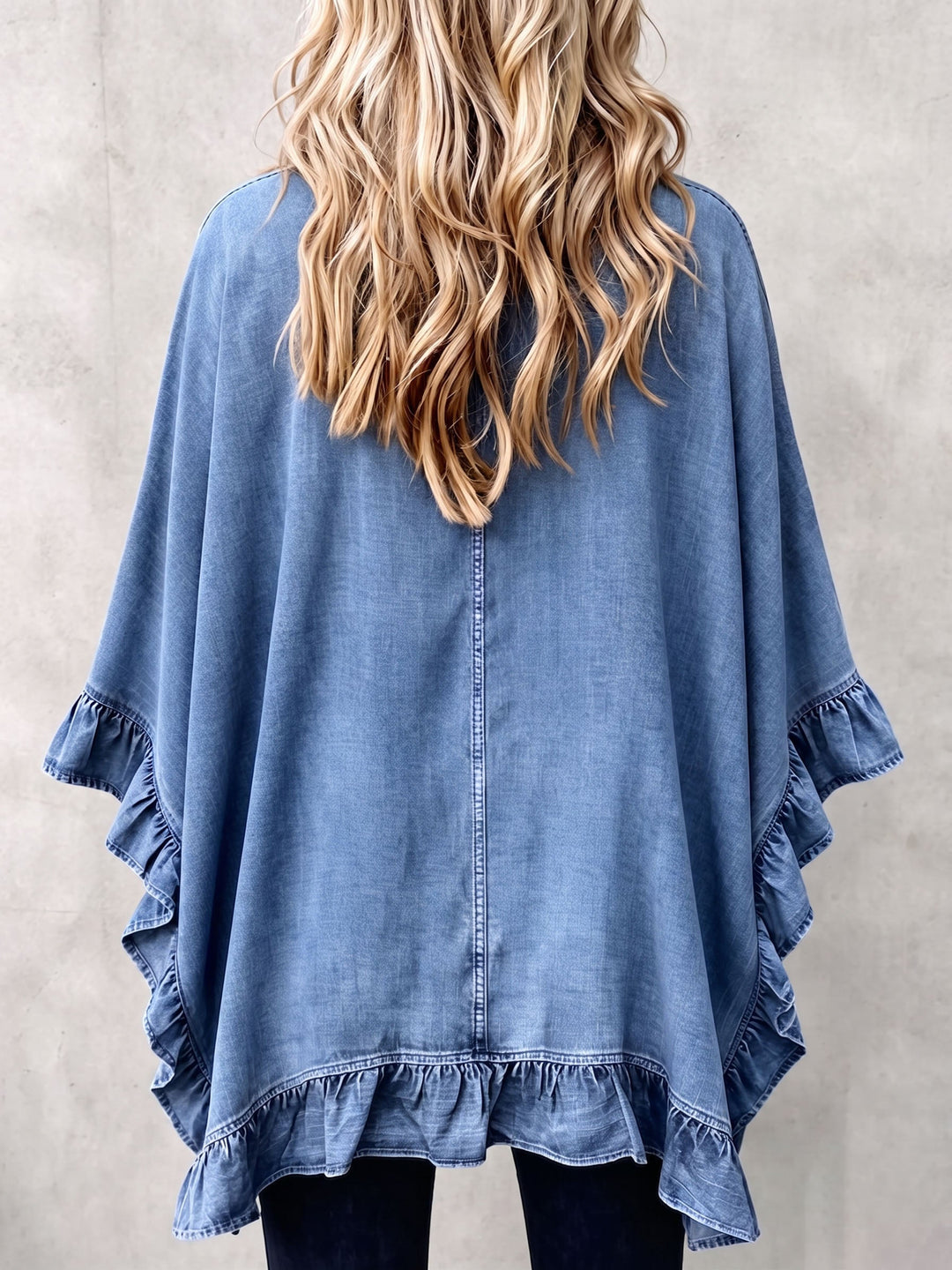 Corinne | Cardigan Bohème en Jean à Volants