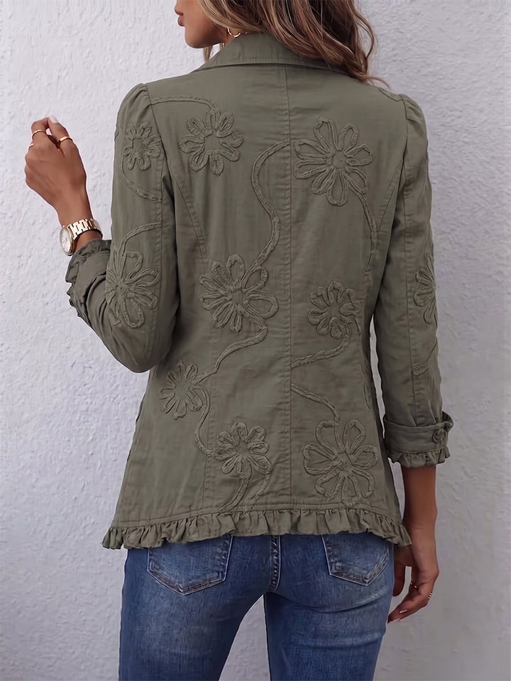 Kamberly | Veste Utilitaire Bohème à Broderies Fleuries et Volants