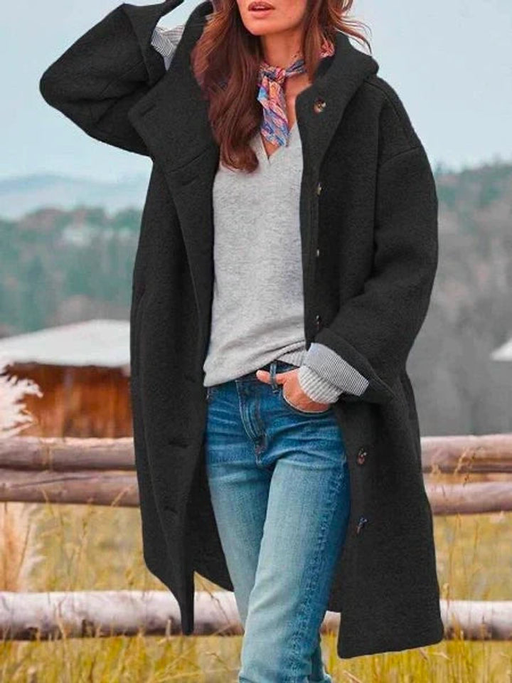 Eleanor | Manteau Long à Capuche Boutonné