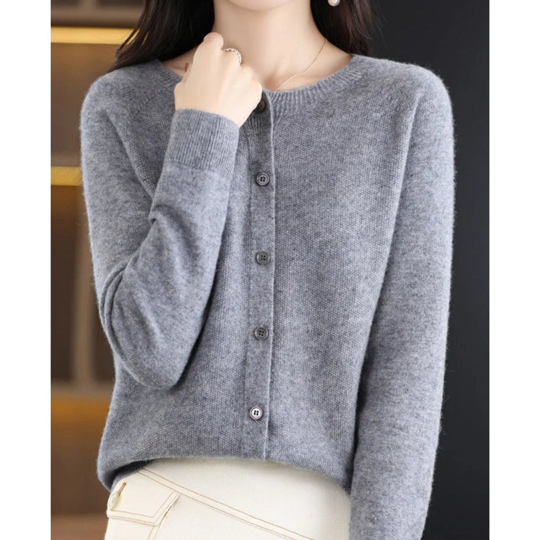 Joséphine | Cardigan en Laine à Col Rond Boutonné